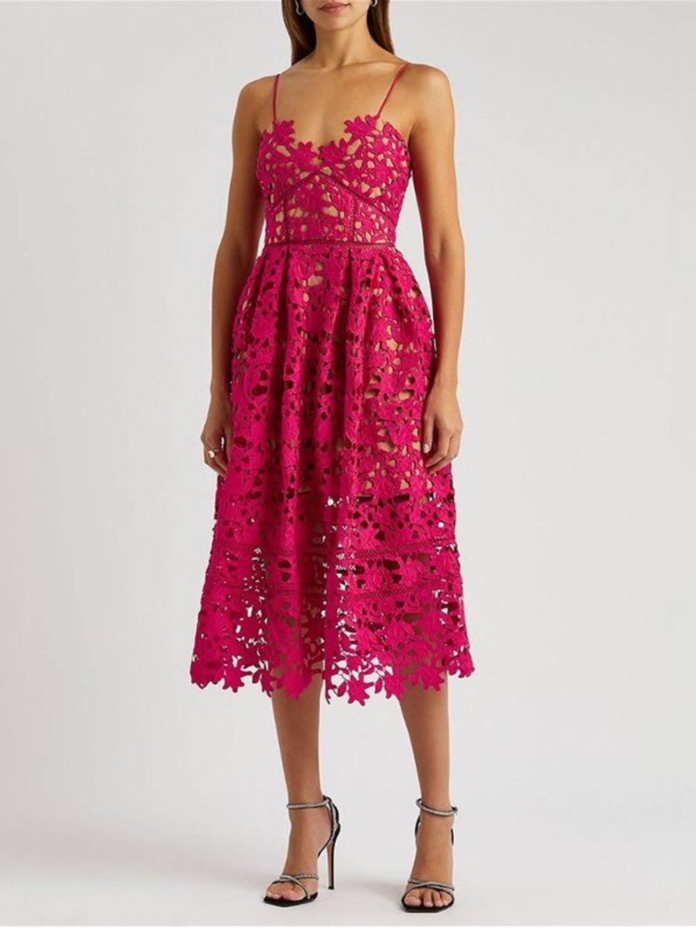 Self-Portrait pink Azaelea lace midi sleeveless dress size 2